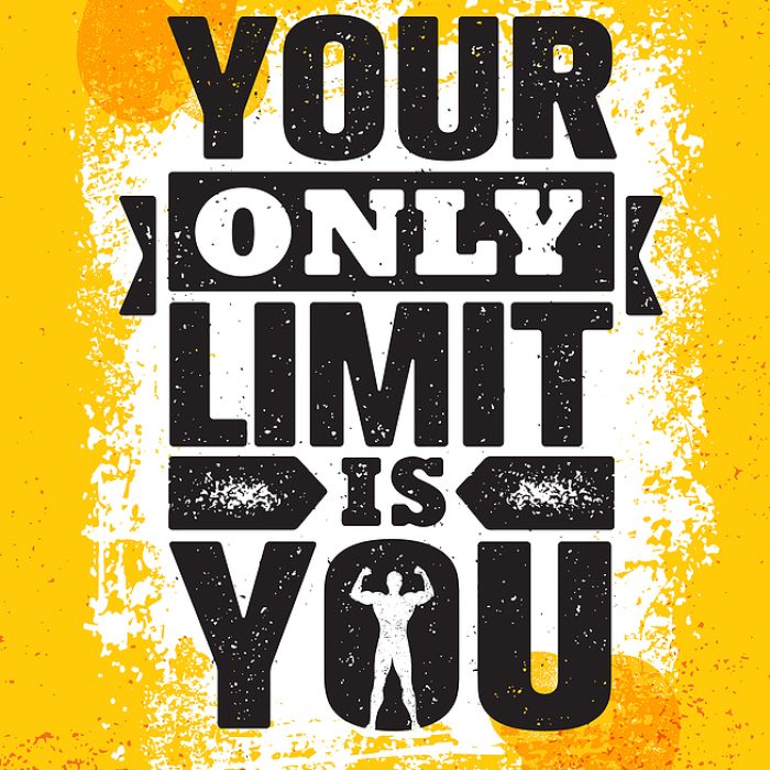 Your Only Limit Is You. Inspiring Creative Motivation Quote Poster Template. Vector Typography Banner Design Concept On Grunge Texture Rough Background